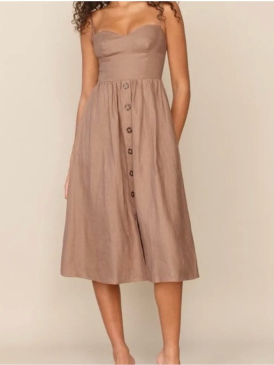 Reformation Dresses & Skirts - Reformation Cale Linen Midi Dress 10 Peaches Clay Cottagecore Sundress